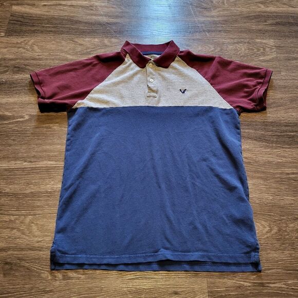 American Eagle Outfitters AEO Classic Fit Pique Polo Button Up Shirt Mens Small - Picture 1 of 6